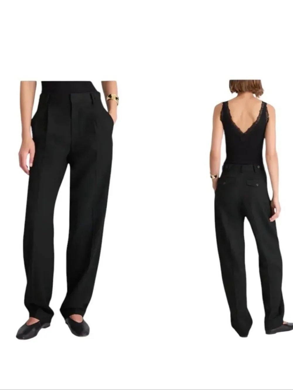 NWOT Madewell High-Rise Barrel-Leg Pants True Black Trouser Size 6